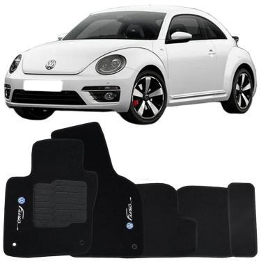 Imagem de Tapete Carpete Fusca 2013 à 2016 Preto Logo Bordado Jogo 5 Peças Ecotap S4233 Automotivo Soft