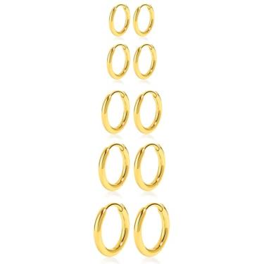 Imagem de Conjunto de brincos hipoalergênicos de aço cirúrgico para orelhas sensíveis, leves, pequenos, brincos de argola de aço inoxidável 20G, opala e pérola, zircônia cúbica, costas planas para mulheres e