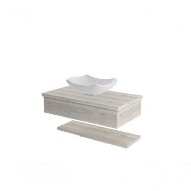 Imagem de Conjunto Bancada C-cuba L42 E Prateleira Metrópole 805 Preto ônix Snow