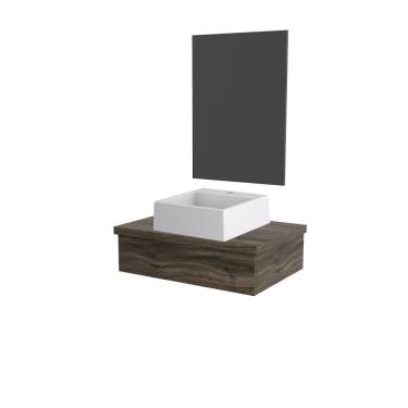 Imagem de Conjunto Bancada C-cuba Q355 E Espelheira Metrópole 601 Carvalho Carvalho Dark