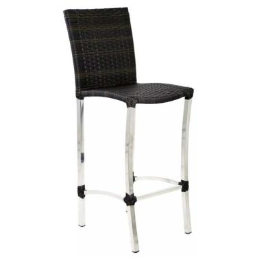 Imagem de Banqueta Cannes Em Alumínio Alta Fibra Sintética Trama Pedra Ferro