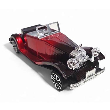 Imagem de Carrinho Miniatura Antigo Clássico Fricção Colecionável 24cm Vermelho Jr0866
