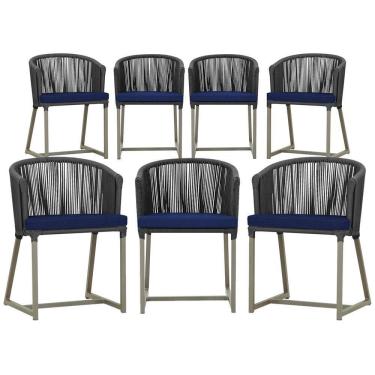 Imagem de 7 Cadeiras De Jantar área Noronha Fendi E10 Trama  Preto