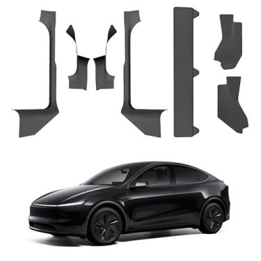 Imagem de Para 2025+ Tesla Model Y Juniper 7PCS TPE Tira de limite de porta e console central protetores laterais de selim e protetor inferior de assento de 2ª fileira almofadas antipoeira 2025 2026 Model Y