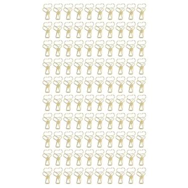Imagem de 100 pçs clipes de pasta estilo coração cauda longa forma metal ferro oco design mini divertido clipes de pasta para documentos bilhetes material de escritório (Ouro)