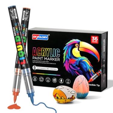 Imagem de SKYGLORY Conjunto de marcadores de tinta líquida de 12/24/36 cores, kit de marcadores de acrílico de alta densidade de pigmento com embalagem rígida para artistas, estudantes e artesanato (36)