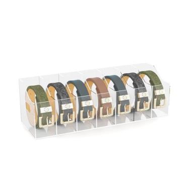 Imagem de Ymjhdfe Organizador de cinto de acrílico para armário – Suporte de armazenamento transparente de 7 compartimentos para cintos, gravatas e gravatas borboleta – estojo de exibição para organização de
