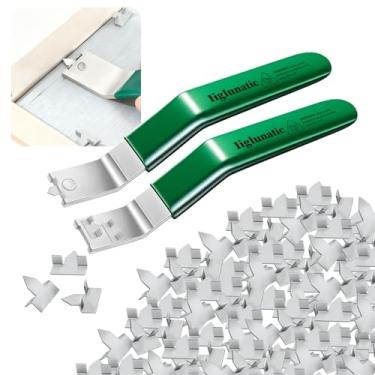 Imagem de Chave de ponta de vidraceiro para uso com uma mão | Kit de ferramentas de 2 pacotes com 200 pontos de envidraçamento para vidros de janelas, molduras de fotos e clipes de suporte