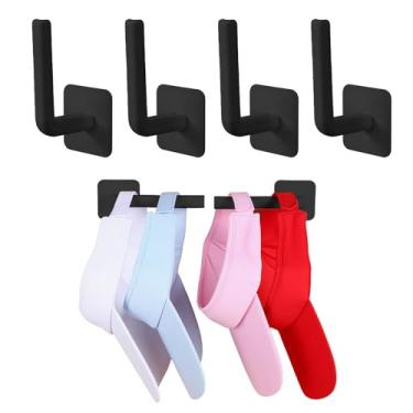 Imagem de 4 ganchos em forma de L, gancho de armazenamento de chapéu sem perfuração, suporte de parede, chaves, chapéus, toalhas autoadesivas