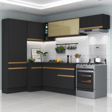 Imagem de Cozinha Completa De Canto Mp2087 Com Armário E Balcão Preta