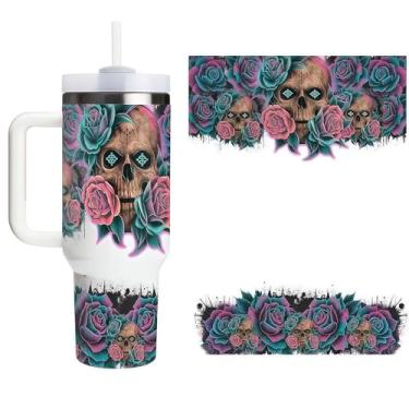 Imagem de F02C28K1 UV DTF Cup Wraps Winter UV DTF Transfer Adesivo à prova d'água para copos de vidro, móveis, artesanato, faça você mesmo, adesivos de transferência para garrafa de água DIY, decalque para