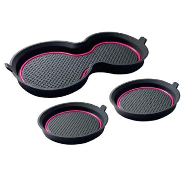 Imagem de Acessórios Honda Civic 2026 2025 2024 2023 2022 inserções de suporte de copo para console central forro de copo de silicone 3D protetor de porta-copos tapete antiderrapante decoração interior para