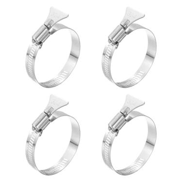 Imagem de HARFINGTON 4 braçadeiras de mangueira 1,3"-2,2" (33-57 mm) ajustáveis 304 aço inoxidável Worm Gear Kit sortido de braçadeiras de mangueira para secador de encanamento Coletor de poeira automotivo