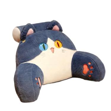 Imagem de FytStycale Almofada para Apoio Costas, Permeabilidade Ao Ar, Almofada de Leitura para TV, Forma de gato azul