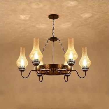 Imagem de Luminária pendente vintage industrial com LED, estilo americano, ideal para sala de estar, restaurante, quarto, casa de campo, loft, loja de roupas, café, bar, casa de família (6 lâmpadas).