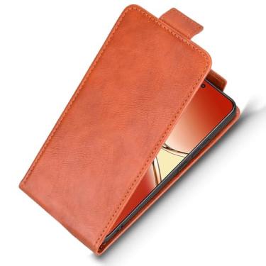 Imagem de LTLMYDAM Capa carteira para Honor Magic 8 Pro/8, capa flip de couro para cima e para baixo, compartimento para cartão, função de suporte, capa macia, laranja, 8