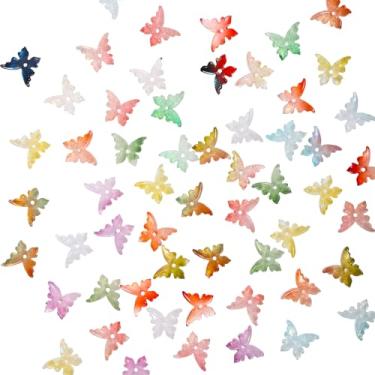 Imagem de 100 peças de enfeites fofos de borboletas de resina, mini borboletas de resina coloridas, micro resinas, animais, estatuetas de borboleta para decoração DIY de jardim de fadas micro paisagismo