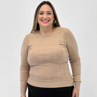 Imagem de Blusa Dunialin de Lã Plus Size Gola redonda Feminina-Feminino