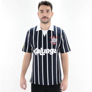 Imagem de Camiseta de Time Coimbra Corinthians Listrada Preto e Branco - Masculino-Masculino