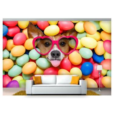 Imagem de Papel De Parede Animais Cão Ovos Coloridos 3D Anm186 - Você Decora