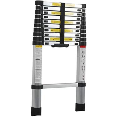 Imagem de Escada telescópica de alumínio para telhado de 8 m/7 m/6,2 m/5 m/4 m/3,8 m/2,6 m, escada telescópica de extensão de alumínio para loft RV sótão casa, carga 150 kg (tamanho: 3 m/9,8 pés) Vida