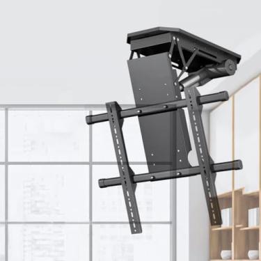 Imagem de Suporte de TV de teto - Suporte de TV motorizado, suporte de parede para TV para TVs de 50 a 90 polegadas, com controle remoto e controle de interruptor, ajuste de ângulo de 0-85°, três instalações