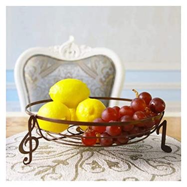 Imagem de FHSRAEIP Suporte de frutas cesta de frutas trio ferro nórdico pequeno prato de lanche multifuncional redondo decorativo armazenamento cesta de dreno prato de frutas/pratos vermelhos, café