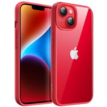 Imagem de JETech Capa para iPhone 14 6,1 Polegadas, Capinha Protetora de Telefone à Prova de Choque, Moldura de TPU Fosca de Cor Sólida, Case para Parte Traseira Transparente Antiarranhões (Vermelho)