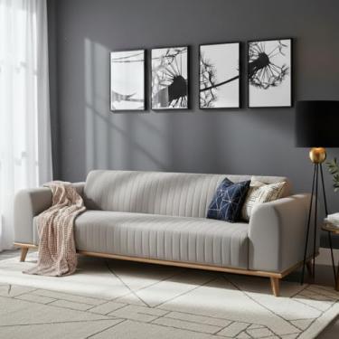 Imagem de Sofá Living Átila, 2,10 Metros, Design Retrô. (Veludo - Cinza)