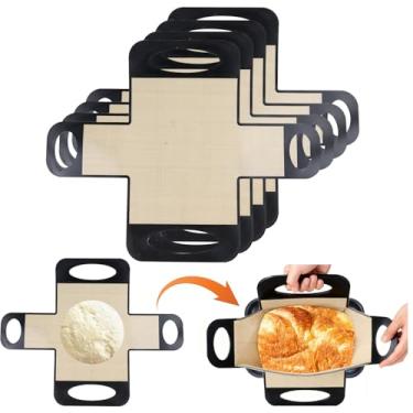 Imagem de 4 peças de forro de silicone para pão atualizado, estilingue de pão de silicone de grau alimentício, levantadores de forma de pão - Ferramenta de transferência de massa antiaderente e fácil de limpar