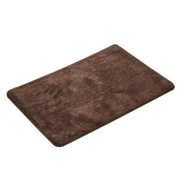 Imagem de Reyox Tapete de banho felpudo de pelúcia, tapete de contorno e tampa de vaso sanitário, tapetes de banheiro antiderrapantes de microfibra macia marrom retangular