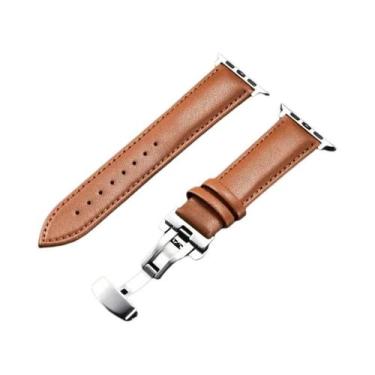 Imagem de Pulseira De Couro Para Apple Watch Ultra 9 8 7 6 5 4 3 Com Fecho Borbo