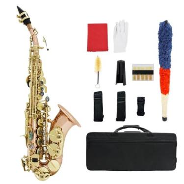 Imagem de Saxofone Saxofone Saxofone Bb Soprano B Flat Bends Conjunto de Saxofone com Estojo Acessórios para Saxofone Instrumento Profissional de Sopro de Madeira (A)