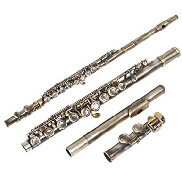 Imagem de Flauta de 16 furos chave C chave fechada mais chave E curva tubo de cobre branco conjunto flauta flautas (cor: 2)