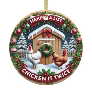 Imagem de Decorações de galinha, enfeites de cerâmica de Natal para homens, mulheres, casais, pais, amigos, presente, arte de férias, ornamentos de Natal, decoração de interiores de carro, ornamento de cerâmica