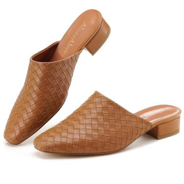 Imagem de AlureAbys Sapatos femininos modernos de salto baixo sem cadarço confortáveis de verão casuais para mulheres, Caqui, 40