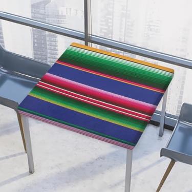 Imagem de hongjinglin Toalha de mesa quadrada para uso ao ar livre com borda elástica, capa de mesa quadrada com listras arco-íris limpável, toalha de mesa colorida para ambientes externos, ambientes internos