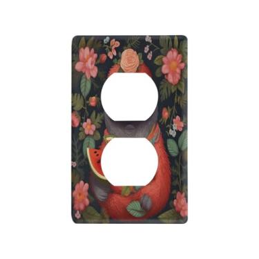 Imagem de Blueangle Placa de parede com tomada dupla de preguiças engraçadas, tamanho padrão, placas de cobertura de tomada elétrica de 1 gangue para decoração de quarto de escritório em casa, 4,53 x 2,76