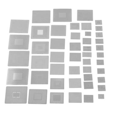 Imagem de YWBL-WH Rede de Estêncil de Reballing BGA, 47PCS 304 Modelos de Retrabalho Universais de Aço Inoxidável para Reparo de Placa Gráfica de Placa-mãe de Laptop, Estênceis Duráveis ​​resistentes Ao Calor Com Transparente