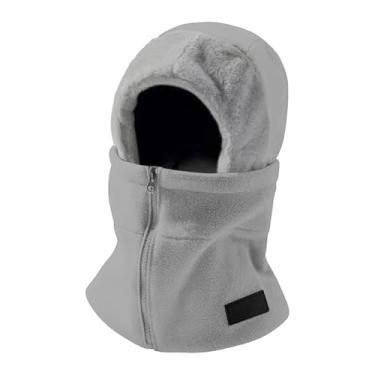 Imagem de YIJU Balaclava de inverno, máscara de esqui, proteção facial, cachecol térmico para pescoço, ideal para caminhadas, ciclismo, snowboard e esportes ao ar, Cinza Claro