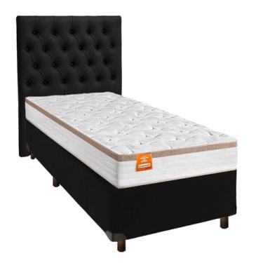 Imagem de Cama Box + Colchão Solteiro Molas Ensacadas Isis Inducol + Cabeceira E