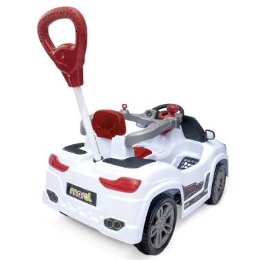 Imagem de Laram Carrinho de Passeio Infantil BM Car, Branco, com Haste Direcionável, Pedal com Corrente de Aço, Cinto de Segurança, Sistema Antiderrapante, para +12 Meses