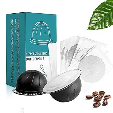 Imagem de MG Coffee Cápsulas reutilizáveis Vertuo de café recarregáveis com folhas de alumínio expresso para máquinas de café Nespresso Vertuo GCA1 e De'Longhi ENV135S