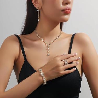 Imagem de Conjunto de colar de noiva para mulheres, presente de casamento, noiva, elegante, acessórios modernos, estilo leve e luxuoso, presentes de amizade para mulheres, presentes de Natal, Dia dos Namorados