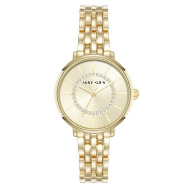 Imagem de Anne Klein Relógio feminino com pulseira com detalhes em glitter, Dourado