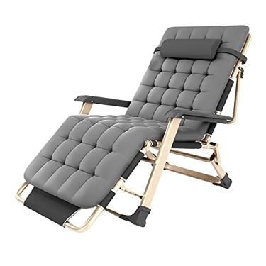 Imagem de LMJYU Cadeira de praia para varanda, reclinável dobrável de gravidade zero, com tecido T de suporte, sem instalação