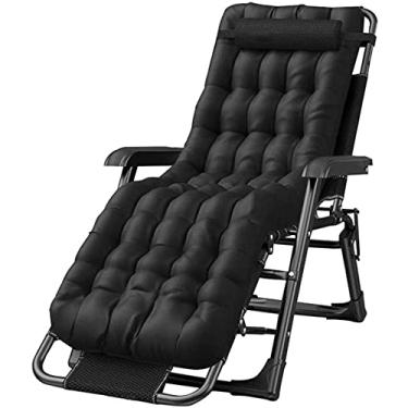 Imagem de Cadeira relaxante de escritório para varanda, cadeiras dobráveis com gravidade zero, almofada de algodão confortável, cadeira reclinável de pátio ajustável com encosto de cabeça