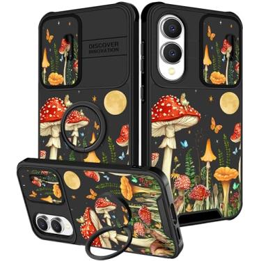 Imagem de Funermei Capa para Samsung Galaxy S25 Edge - Capa de telefone feminina bonita feminina estética cogumelo lua design exclusivo com capa de câmera e suporte de anel Funda para Samsung S25 Edge
