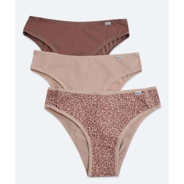 Imagem de Kit 3 Calcinhas Biquíni Animal Print DelRio-67064, Bege, Marrom, M