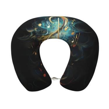 Imagem de Travesseiro de pescoço leve com estampa de símbolo musical em forma de U de espuma viscoelástica para aviões
